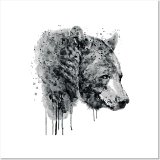 Bear Head Black and White Posters and Art